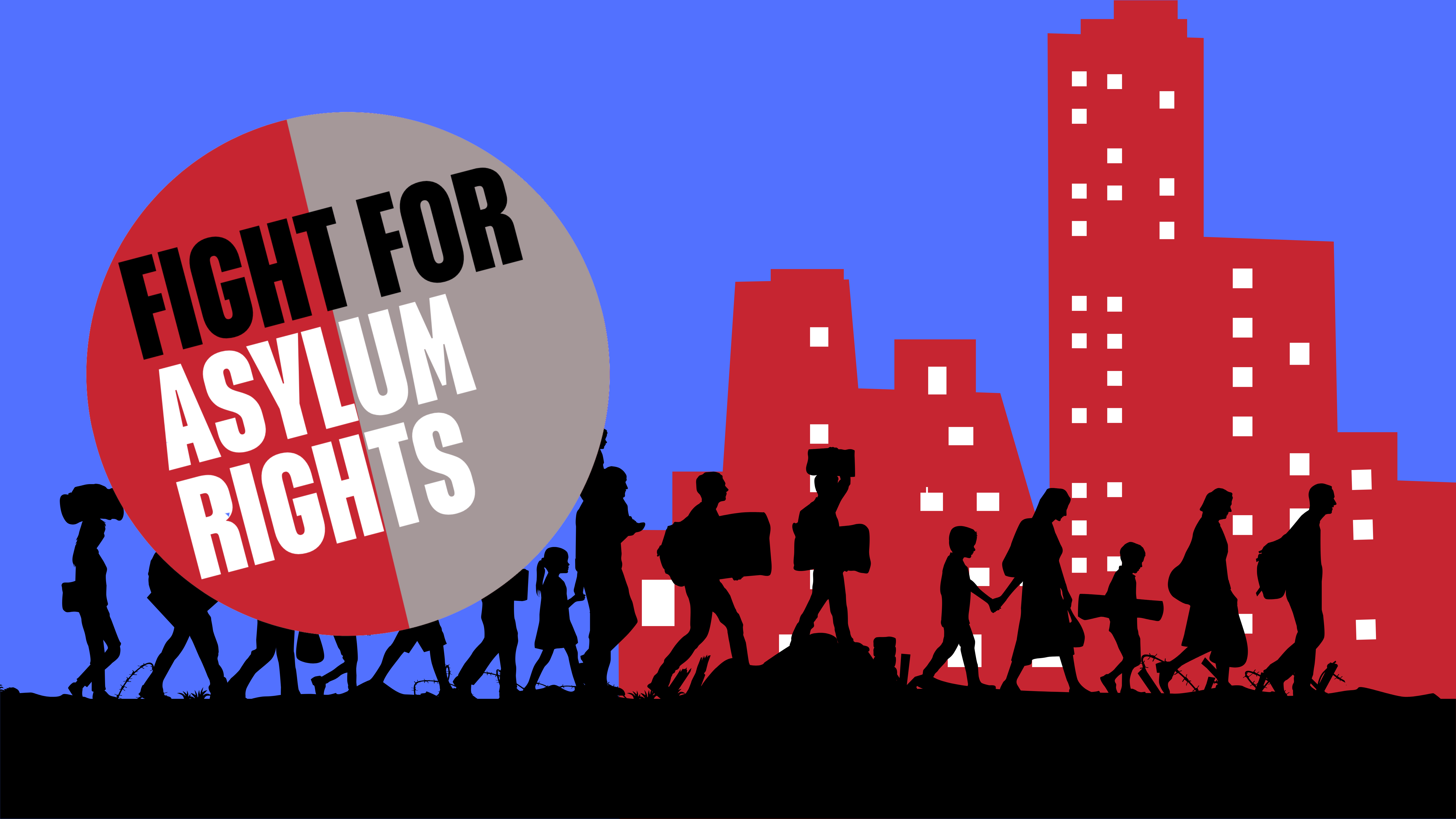 Graphic logo which reads "fight for asylum rights"