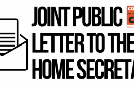 Text graphic reading "joint public letter to the Home Secretary"