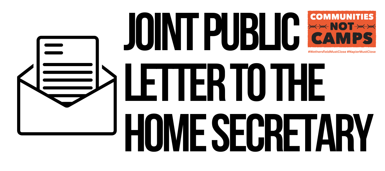 Text graphic reading "joint public letter to the Home Secretary"